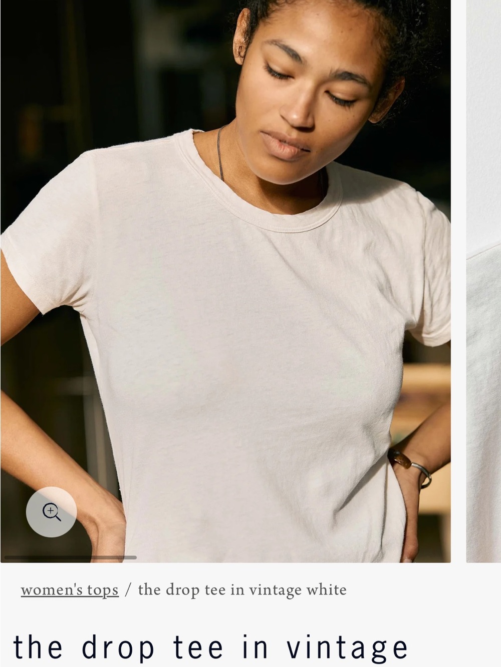 imogene + willie Vintage White Drop Tee - Short Sleeve Crew